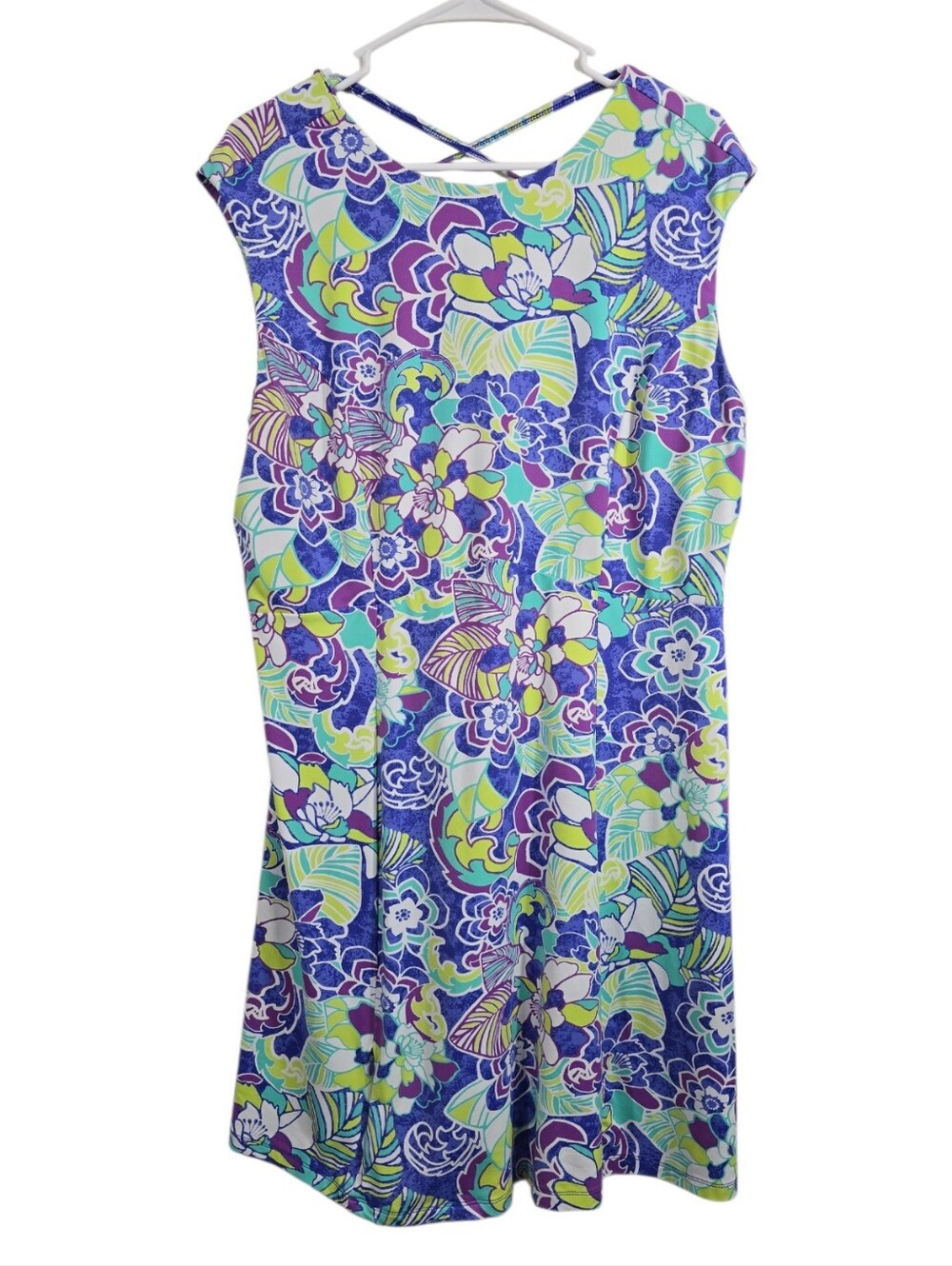 Title Nine Athletic Sport Diamalete Dress XL Floral Pocket Stretch Spandex